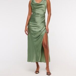 Abercombie Cowl Neck Draped Maxi Dress in Lush Green